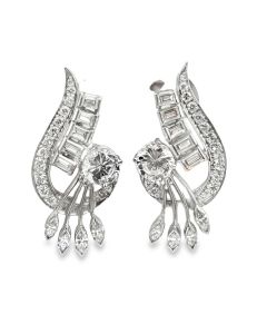 Vintage Platinum Diamond Semi‑Mount Earrings