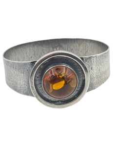 Mid‑Century Silver and Amber Bangle by Herman Siersbøl