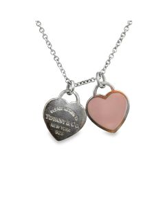 Tiffany & Co. Mini Pink Double Heart Tag Pendant