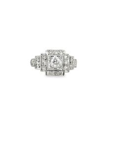 Art Deco platinum diamond engagement ring.
