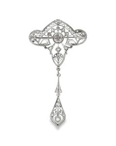 Vintage 18K white gold Belle Époque Brooch.