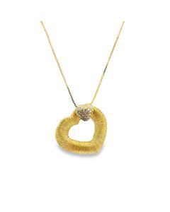18K yellow gold diamond heart pendant.