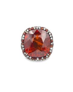 Unique Spessartite garnet and diamond ring by Jared Lehr