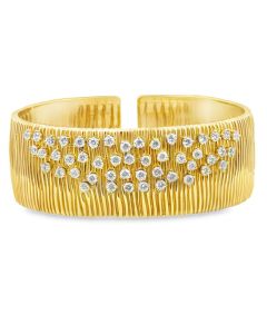 Vintage 18K gold Stardust diamond cuff bangle by Hueb.