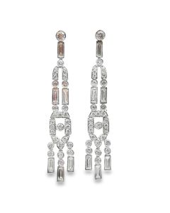 Vintage platinum diamond chandelier earrings.