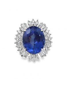14K White Gold Diamond & Tanzanite Cocktail Ring