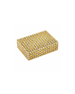 Vintage French 18K Gold Basket Weave Pill Box
