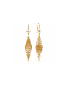 Pair of Cultured Pearl and Gold Mesh Earrings, Tiffany & Co., Elsa Peretti