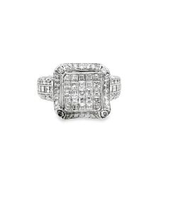 Estate White Gold and Invisibly Set Diamond Fashion Ring