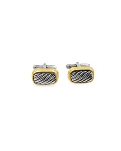Estate Vintage Yellow Gold and Sterling Silver Cable Link Cufflinks by David Yurman