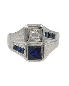 Estate White Gold and Sapphire Ring 