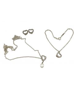 Estate Sterling Silver Open Heart Necklace Bracelet and Earrings Suite by Elsa Peretti/Tiffany & Co. 