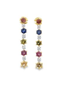 Fine fancy color sapphire ear pendants by Bayco