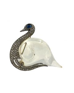 Trifari Jelly Belly Swan Brooch By NORMAN BEL GEDDES