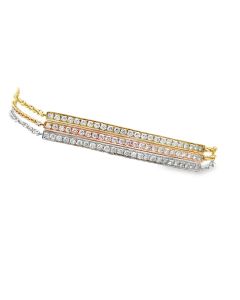 Estate Three Tri Colored Diamond Bar Bracelets 