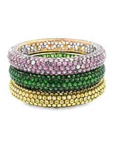 Estate Collection of (3) Designer Gold Tsavorite and Sapphire Bangles by Etho Maria 