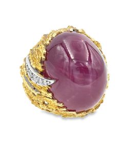Estate Modernist Star Ruby Ring by Andrew Grima Circa 1968 