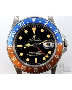 MK Personal Collection Rare Rolex GMT Ref 1675 Gilt Dial, Cornino Pointed Crown Guards Circa 1963.  