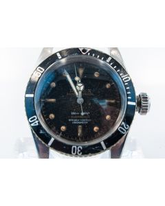 MK Personal Collection Rare Tropical Rolex James Bond Four Line Submariner Ref 6538 Wristwatch Circa 1958