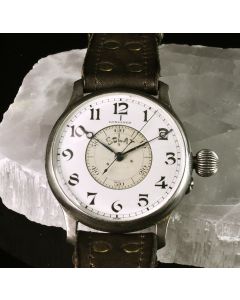 MK Personal Collection/David Exquisite Rare Oversized Silver Longines Weems Pilot's Wristwatch Circa 1931