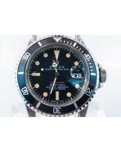 MK Personal Collection Super Rare Rolex Red Submariner Ref 1680 Wristwatch with Box & Papers Circa 1969