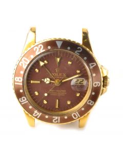 MK Personal Collection Rare Men's 18K Rolex GMT Master Wristwatch Ref 1675 Circa 1968