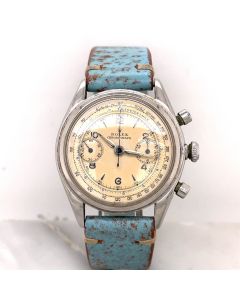 MK Personal Collection Very Rare Rolex Monoblocco Round Button Chronograph Wristwatch Ref 4500 Circa 1947