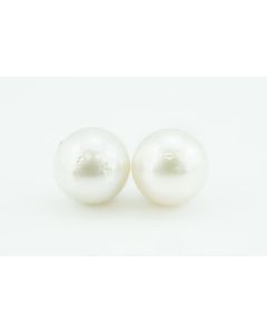 Contemporary White Gold and Pearl Stud Earrings  