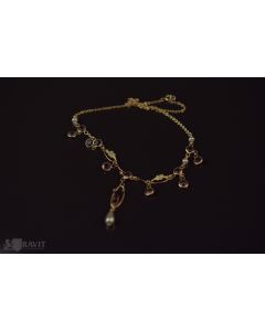 Art Nouveau Multi Colored Gold Natural Pearl and Amethyst  Bib Necklace 