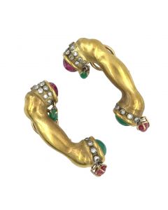 "Persistence of Sound" Estate Highly Unusual Yellow Gold Dali "Telephone" Earrings