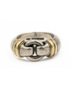 Estate Tiffany & Co., Sterling Silver and Yellow Gold Knot Buckle Ring